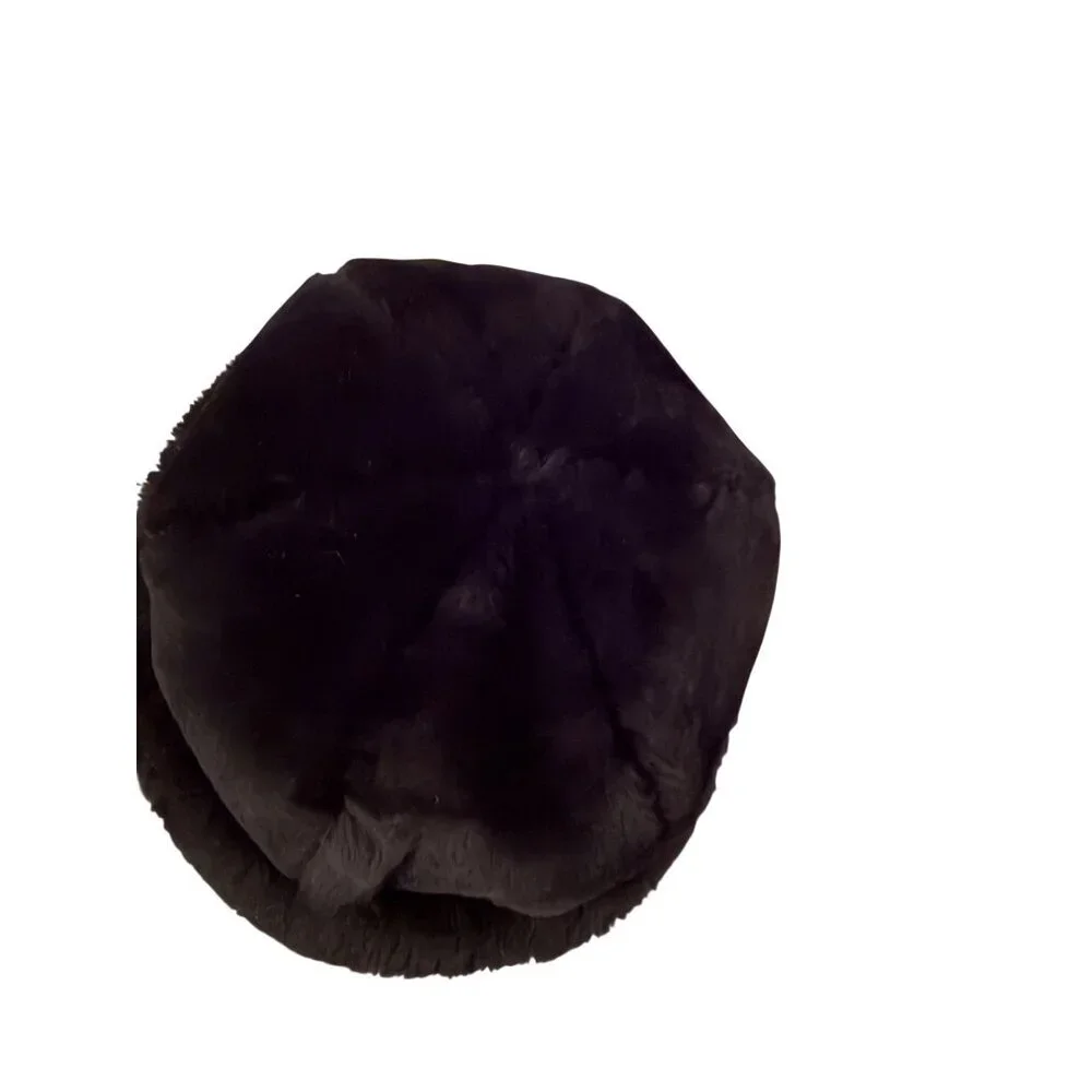 Surell x Saks Fifth Avenue Womens Shearling Fur Snowball Hat Size XL Black